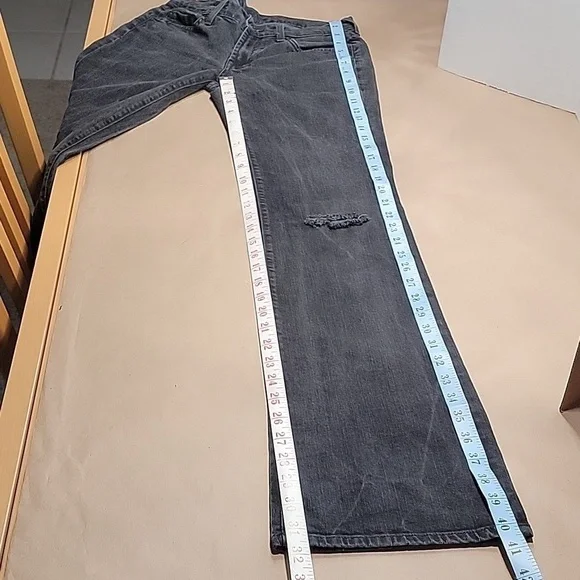 7 For All Mankind, Size 27 Washed Black Flared Jeans w/Sparkle Lightning Bolts - Picture 6 of 15